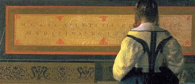 Johannes Vermeer. La lección de música (detalle).